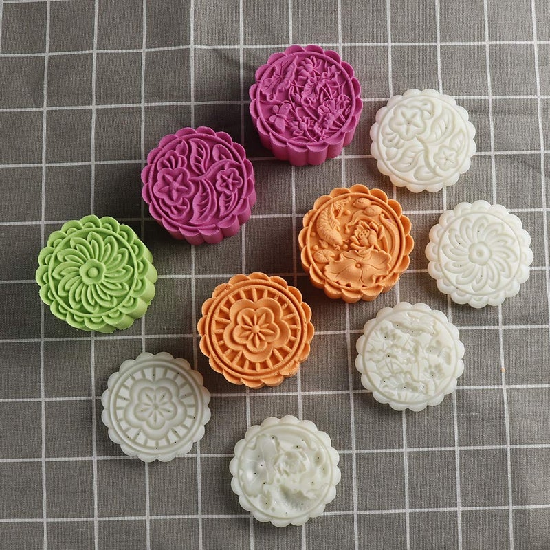 Dltsli 150g 5pcs Cookie Stamps Moon Cake Mold, Thickness Adjustable Christmas Cookie Press DIY Decoration Hand Press Cutter Cake Mold - Image 4